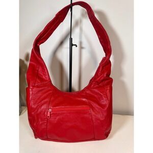 Californian Red Lamb Leather Hobo Shoulder Bag Slouchy Purse MCA-830122 Mexico